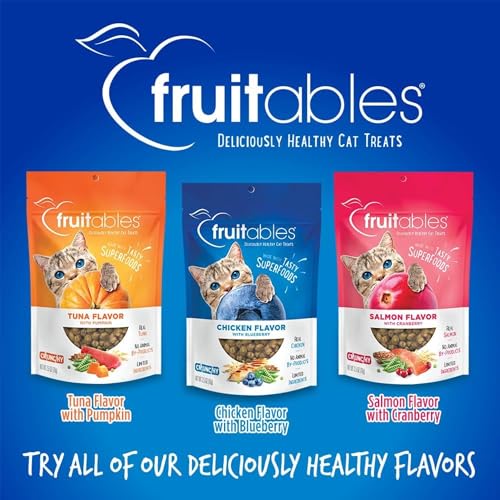 Fruitables Cat Treats – Crunchy Treats For Cats – Healthy Low Calorie Treats Packed with Protein – Free of Wheat, Corn and Soy – Made with Real Chicken with Blueberry – 2.5 Ounces