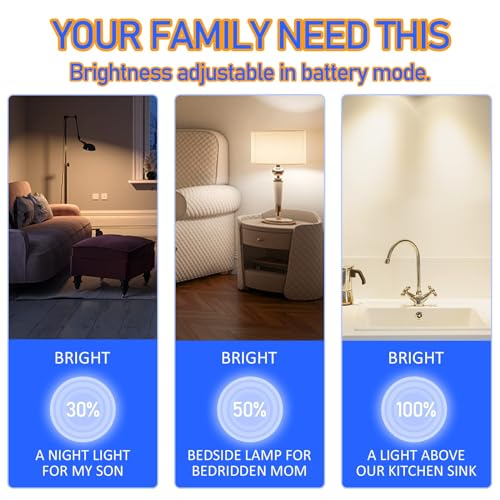 Neporal LITE Emergency Rechargeable Light Bulbs A19, Light Up to 48 hrs, Battery Operated Light Bulb, 5000K E26 LED Bulb, Emergency Lights for Home Power Failure (Daylight-2PK, 12, Watts)