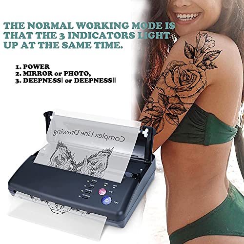 Sacnahe Tattoo Transfer Stencil Machine Copier Printer Thermal Tattoo Kit Copier Printer With 20pcs Tattoo Stencil Transfer Paper, Black