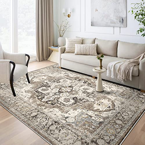 YOUFORTONG Washable 5x7 Area Rugs: Rugs for Living Room Ultra Soft Carpet for Bedroom Waterproof Rug Non Slip Rugs for Hardwood Floors (Beige, 5x7)