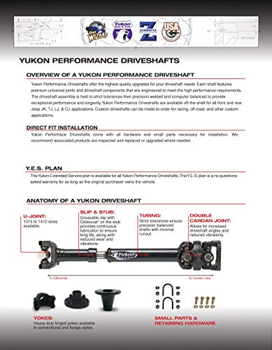 Yukon Gear Performance Driveshaft for Jeep Wrangler JK Rear - 4 Door M/T (2012-2016) Heavy Duty CV 1310