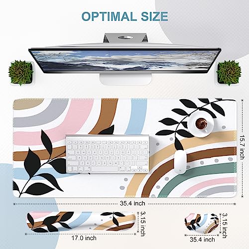 iCasso Purple Mouse Pad,XXL Large Gaming Mouse Pad + Keyboard Wrist Rest Support, Memory Foam, Easy Typing Pain Relief Mousepad, 3Pcs (35.4×15.7 in) Ergonomic Ultra Thick Desk Mat