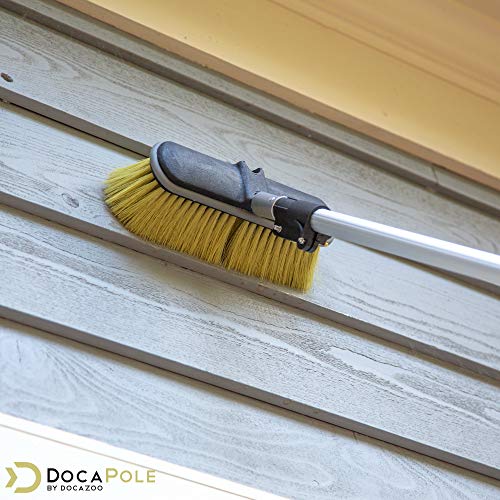 DOCAZOO 6-24 Foot (30 ft Reach) Extension Pole and 10” Medium Bristle Brush for House Siding, Deck, Garage, Patio and More