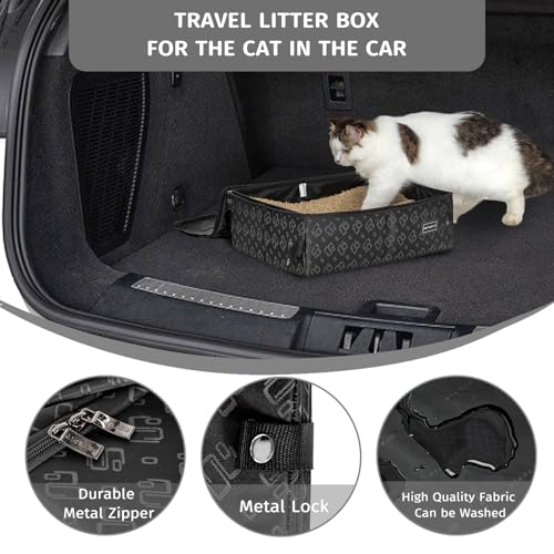 Petsfit Portable Cat Crate with Litter Box and Soft Cushion Cat, Collapsible Pop Up Cat Kennel with Carrying Bag for Travel