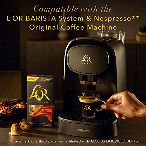 L'OR Espresso Capsules, 50 Count Colombia, Single-Serve Aluminum Coffee Capsules Compatible with the L'OR BARISTA System & *Nespresso Original Machines