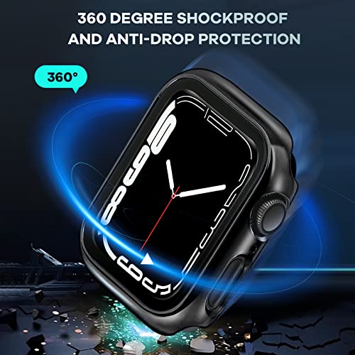 ORIbox Hard PC Case with Tempered Glass Screen Protector Compatible with Apple Watch Series 3 and Apple Watch Series 2, Full Coverage, Ultra-Thin HD Bumper Protective Cover, Black