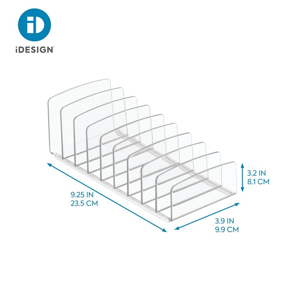 iDesign BPA-Free Plastic Divided Makeup Palette Cosmetic Organizer, The Clarity Collection – 9.25" x 3.86" x 3.2", Clear