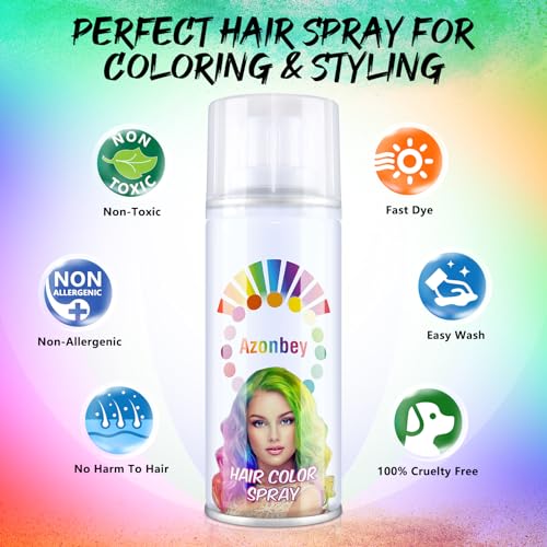 Temporary Hair Color Spray,Temporary Hair Color Wax,Azonbey Kids Hair Wax Dye Pomades Disposable Natural Hair Strong Style Gel Cream Hair Dye-On 1-Day Washable Hair Spray (Blue#)