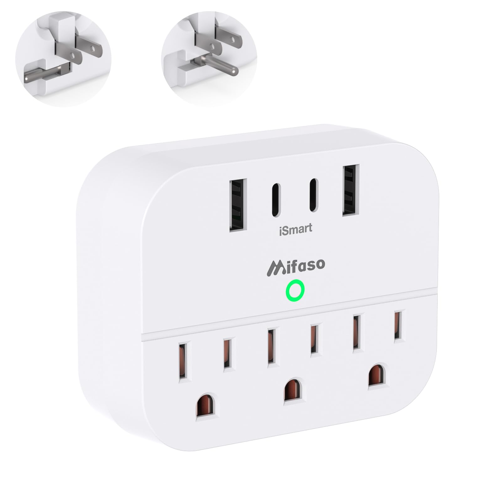 Cruise Ship Essentials, Cruise Power Strip with Foldable Plug, Travel Essentials with USB C, Outlet Extender No Surge Protector, Multi Plug Wall Outlet with 3 Outlets,Outlet Adapter Japan Plug Adapter