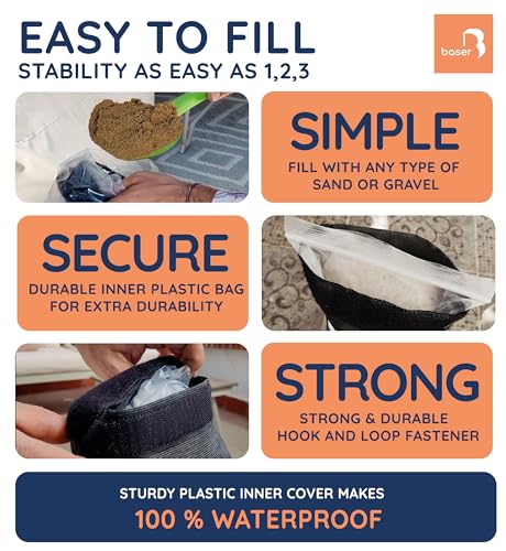 Baser - Outdoor Fillable Straight Weight Bags 2 x 9 LBS fillable for Patio Umbrellas, Cantilevers and Garden Accessories