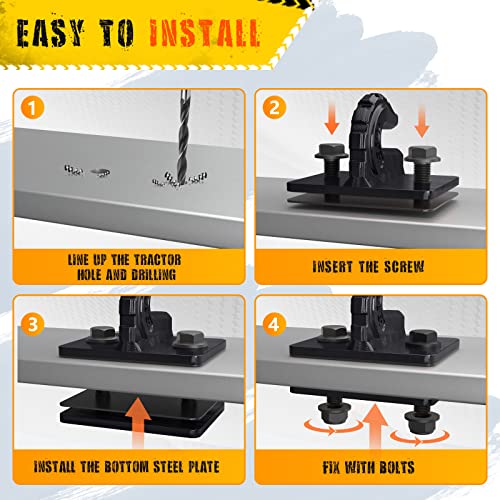 AMBULL Upgrade 2 Pack 3/8" Tractor Bucket Grab Hook Grade 70 Forged Steel Bolt On Grab Hook Tow Hook Mount with Backer Plate,Work Well for Tractor Bucket, RV, UTV,Truck, Max 15,000 lbs, Black