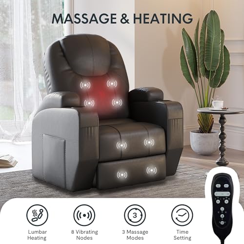 FLEXISPOT XL31 Power Lift Recliner Chair for Elderly, Oversized Electric Leather Lift Chair with Cup Holders, Side Pockets, Massage Reclining Chair Sofa for Living Room Bedroom (Black)