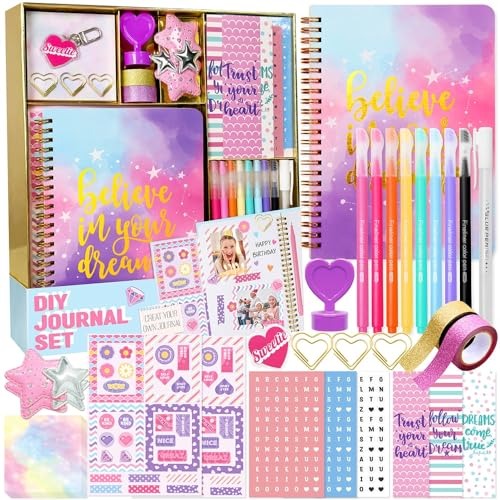 DIY Journal Kit for Girls - 48 pcs DIY Journal Set for Tween & Teen Girls, Stationery Set, Scrapbook & Diary Supplies Set, Journaling Art Crafts Kit, Ideal Gifts for 8 9 10 11 12 13 14 Year Old Girl