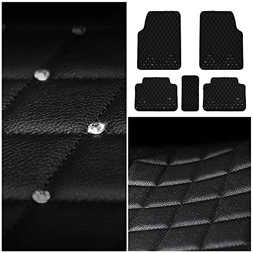 eing All Weather Pu Leather Floor Mats for Car SUV & Truck - 5 Pack/Set (Front & Rear), Heavy Duty Protection,Car Floor Cushion,Black