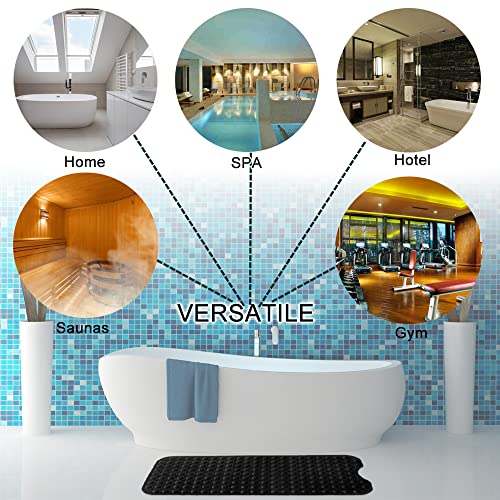 Linoows Bathtub and Shower Mats, Extra Long Non-Slip Bath Mat 39 x 16 Inch, Machine Washable Bath Tub Mat with Suction Cups & Drain Holes for Bathroom, Tan