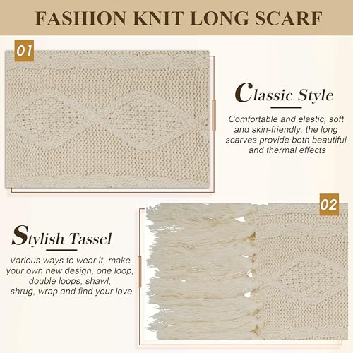 Hat Gloves Scarf Set for Women, Winter Beanie Warm Knit Pom Hat Touch Screen Glove Long Scarf 3pcs Winter Gift Set for Women