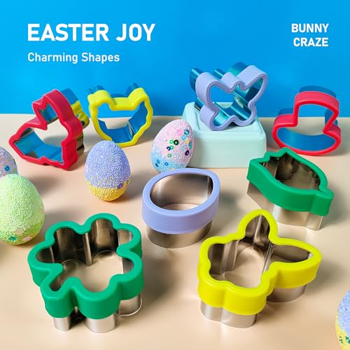 Sliafwh 8 Pcs Cookie Cutters, Biscuit and Uncrustable Maker - Bunny, Chick, Butterfly and More Animal Cracker Shapes