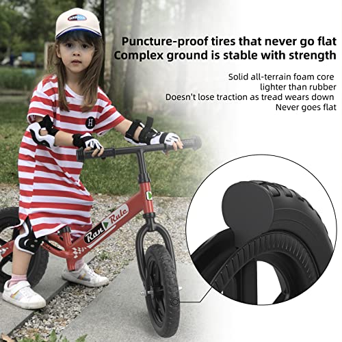 Royalbaby RanRule Kids Balance Bike Toddlers Age 2~5 Years Durable Carbon Steel Frame 12 Inch EVA Wheel, Black