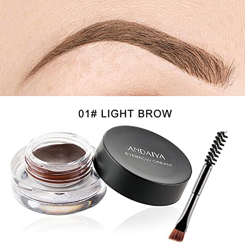 MAEPEOR 12 Colors Eyebrow Pomade Full-pigmented Long Lasting Waterproof Eyebrow Cream Gel Filling & Shaping Tinted Eyebrows Enhancers with Brush for Daily or Cosplay (01 Light Brow)