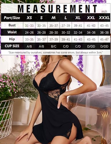 Avidlove Women Lingerie V Neck Nightwear Lingerie Sleepwear Lace Chemise Slip Dress Jungle Green