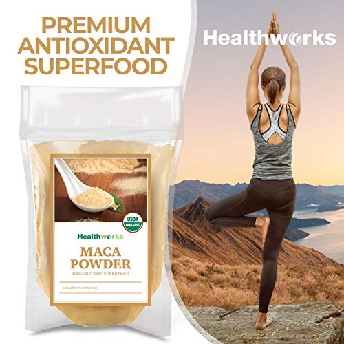 Healthworks Superfoods Organic Maca Powder Raw - 16 Oz / 1 Lb - Certified Organic Flour Use - Keto, Vegan & Non-GMO - Premium Peruvian Origin - Breakfast, Smoothies, Baking & Coffee - Antioxidant