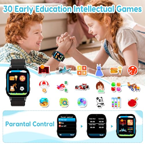 cjc Smart Watch for Kids Gift for Girls Ages 4-12 - Includes Screen Protector, 30 Games, 140 Learning Cards, HD Touch Screen, Camera, Music, Pedometer - Fun & Educational Birthday Gift Idea