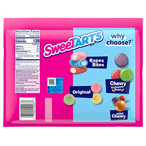 SweeTARTS Soft & Chewy Ropes Candy, Cherry Punch, 9 Ounce