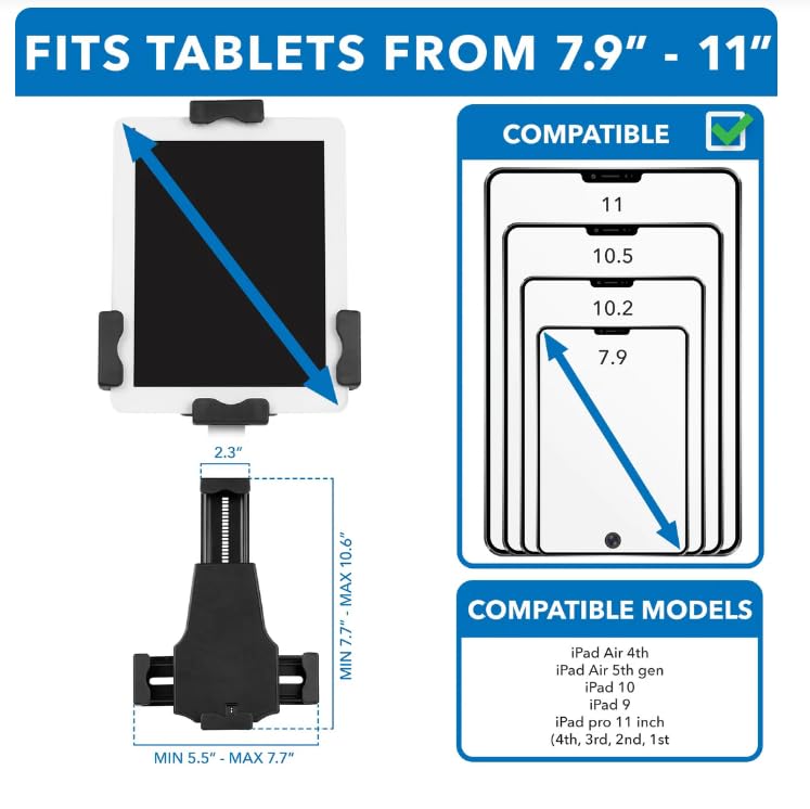 Mount-It! Secure Universal Tablet POS Kiosk with Wall Bracket Add-on | Locking Tablet Stand with Adjustable Clamp for iPad, iPad Air, Samsung Galaxy Tab, Surface Go & 7.9"- 10.9" Tablets - MI-3784