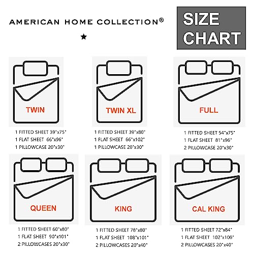 American Home Collection Twin Sheet Set - 3 Pieces Extra Soft Bedding Sheets & Pillowcases Set - Breathable, Wrinkle, Fade, and Stain Resistant - Deep Pockets - Oeko-Tex, Navy Soft Bed Sheets