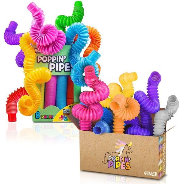 BUNMO Pop-Tastic Bundle - 8 Pop Tubes & 6 Pop Tubes Pastel Pop Tubes - Toddler Sensory Toys - Connect, Stretch, Twist & Pop - Imaginative Play & Stimulating Creative Learning - Sensory Toys