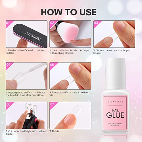 Makartt Makartt Super Strong Nail Glue for Press on Nails - Acrylic Nail Tips-Fake Nails-Salon Quality Brush On Nail Glue-Easy Application Durable & Long-Lasting Glue False Nails