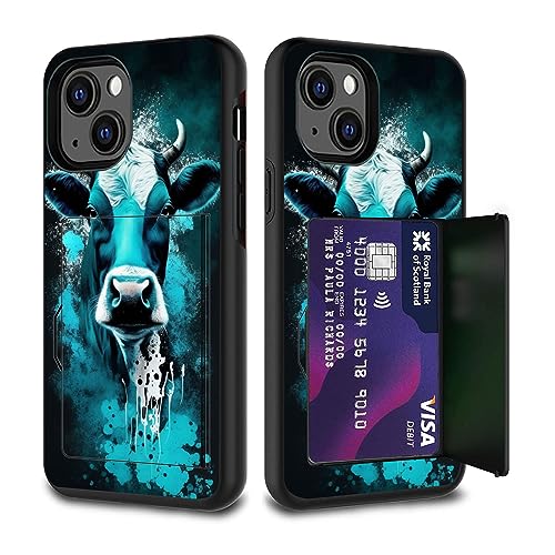 FGDRFGRW Designed for iPhone 15 Card Holder Credit Card Wallets Case,Dual Layer Hybrid Shockproof Drop Protection with Kickstand Feature Case for Apple iPhone 15,Purple Owl