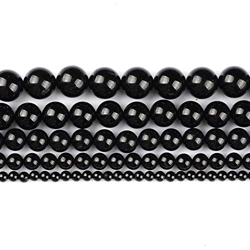 Genuine Black Tourmaline Beads for Bracelets Natural Powerful Gemstone Beads for Jewelry Making (95pcs, 4mm)