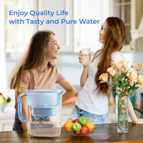 Waterdrop 200-Gallon Long-Life Chubby 10-Cup Large Water Filter Pitcher with 1 Filter, NSF Certified, 5X Times Lifetime, Reduces PFOA/PFOS, Chlorine, BPA Free, Blue