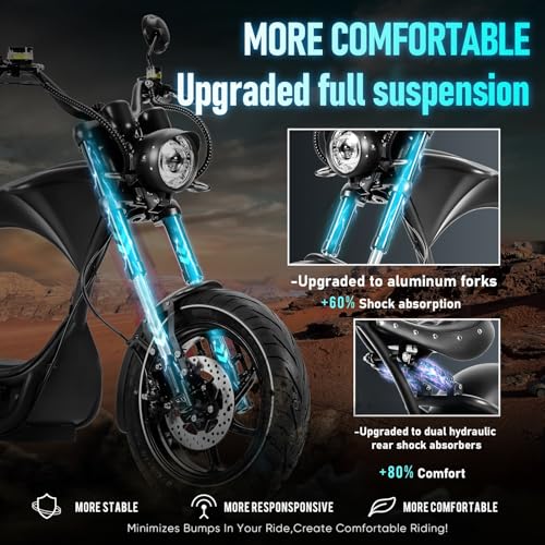 eAhora 4000W M1P Pro (2025 Upgrade) 50MPH Electric Motorcycle, 60V 42ah Battery, 55 Miles Range, Dual Suspension Dual Hydraulic Brakes,Street Legal