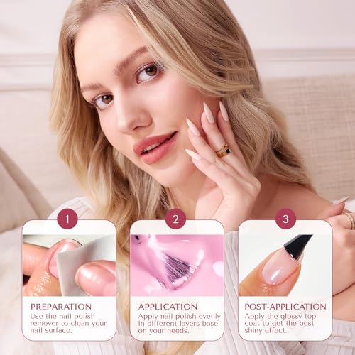 AZUREBEAUTY Fall Nail Polish Set, 4 Colors Yellow Orange Brown Glitter Vegan Quick Dry Natural Nail Lacquer Strengthening Treatment Kit with Top Coat & Nail Polish Remover DIY Salon at Home