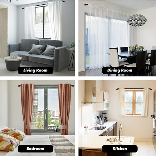 Meriville 1-Inch Diameter Wrap Around Blackout Curtain Rod, 28-Inch to 48-Inch, Black Finish