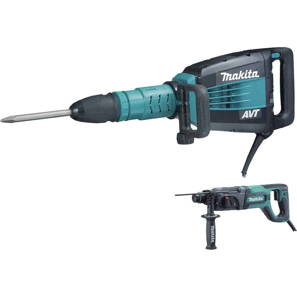 Makita HM1214CX 27 lb. AVT Demolition Hammer, accepts SDS-MAX bits and 1" Rotary Hammer, Blue