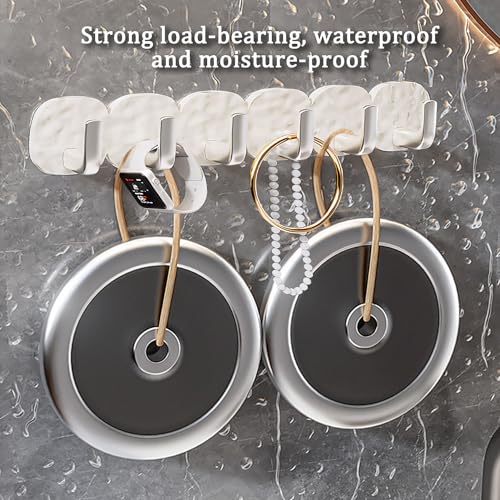 Klmfatsig Wall Hanging Hooks, Glacier Pattern Hook, with 6 Metal Hooks, 13 -inch Entryway Hooks, for Towels, Wallets, Bathroom mud bedrooms (Cream, 13in)