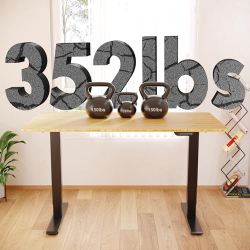 FLEXISPOT E6 Bamboo Dual Motor 3 Stages Standing Desk 48x24 Inch Whole-Piece Board Electric Height Adjustable Desk Stand Up Desk Large Load Capacity(Black Frame + Bamboo Desktop)