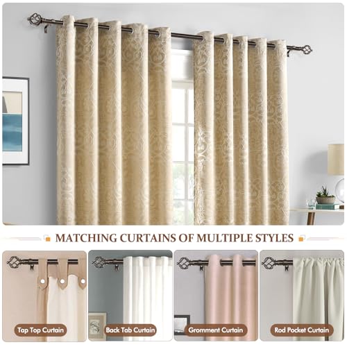 KAMANINA Bronze Curtain Rod 32 to 58 Inch(2.6-4.8ft), Adjustable Curtain Rods for Windows 28 to 48 Inch, 3/4 Inch Splicing Drapery Rods with Twisted Cage Finial