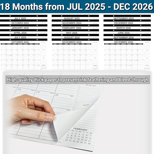 Desk Calendar 2025-2026 - 18-Month Large Desk/Wall Calendar, Jul 2025 - Dec 2026, 17" x 12", Thick Paper, Large Ruled Blocks, Clear Plastic Cover – Perfect for Home School & Office Organization