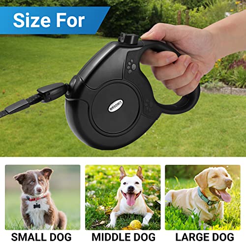 WRSOMIT Retractable Dog Leash, 26 Ft Heavy Duty Pet Walking Leash for Small Medium Large Dogs up to 99lbs, Anti-Slip Handle, 360 ° No Tangle, Nylon Tape, One-Handed Brake