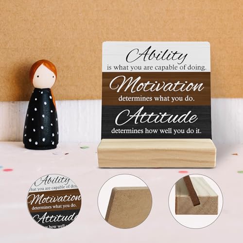 FUGWN Funny Office Desk Decor, Funny Motivational Wood Desk Sign, Funny Inspirational Gifts for Coworkers Women Friends, I Match Energies Wooden Plaque with Wood Stand for Home Office Table Decor