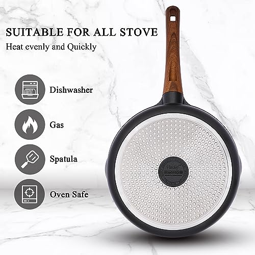 Vinchef Nonstick Frying Pan Anti Scratch,8 Inch Skillet Cast Aluminum Cookware, Induction Compatible