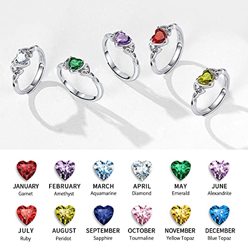 ChicSilver 925 Sterling Silver Claddagh Heart Promise Ring for Women Simulated Tourmaline October Birthstone Eternity Bands Wedding Rings Good Luck Irish Celtic Jewelry