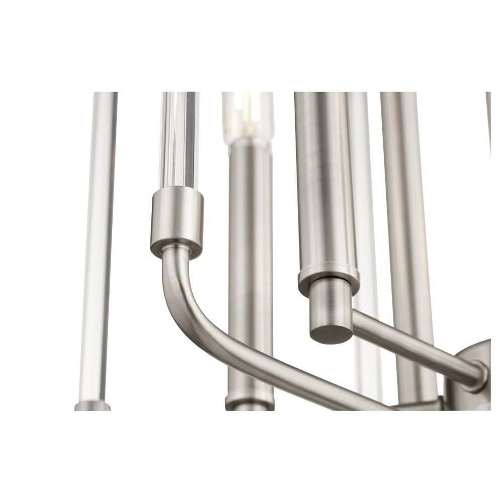 Quorum 8114-6-80 Transitional Six Light Entry Pendant from Optic Collection in Brass Finish,