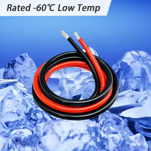 Dastard 6 Gauge Wire, Extra Flexible Silicone Insulated 6 AWG Stranded Tinned Copper Wire 10ft【Red and Black Each 5ft Separated】 High Temperature 6AWG Battery Wire 200℃ 600V - Inverter, Car, Auto