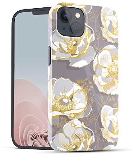 RANZ iPhone 13 Case, Ultra Slim Thin Glossy TPU Shockproof Scratch-Proof Case for iPhone 13 (6.1") - Anemone Flowers