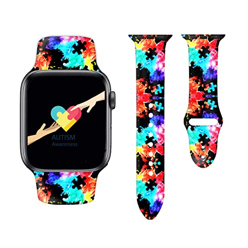 Halloween Scary Hippie Pumpkin Watch Bands Compatible Apple Watch Band 38mm 40mm 41mm 42mm 44mm 45mm 49mm for Women Men, Adjustable Soft Silicone Replacement Smartwatch Wristband for iWatch Series 8 7